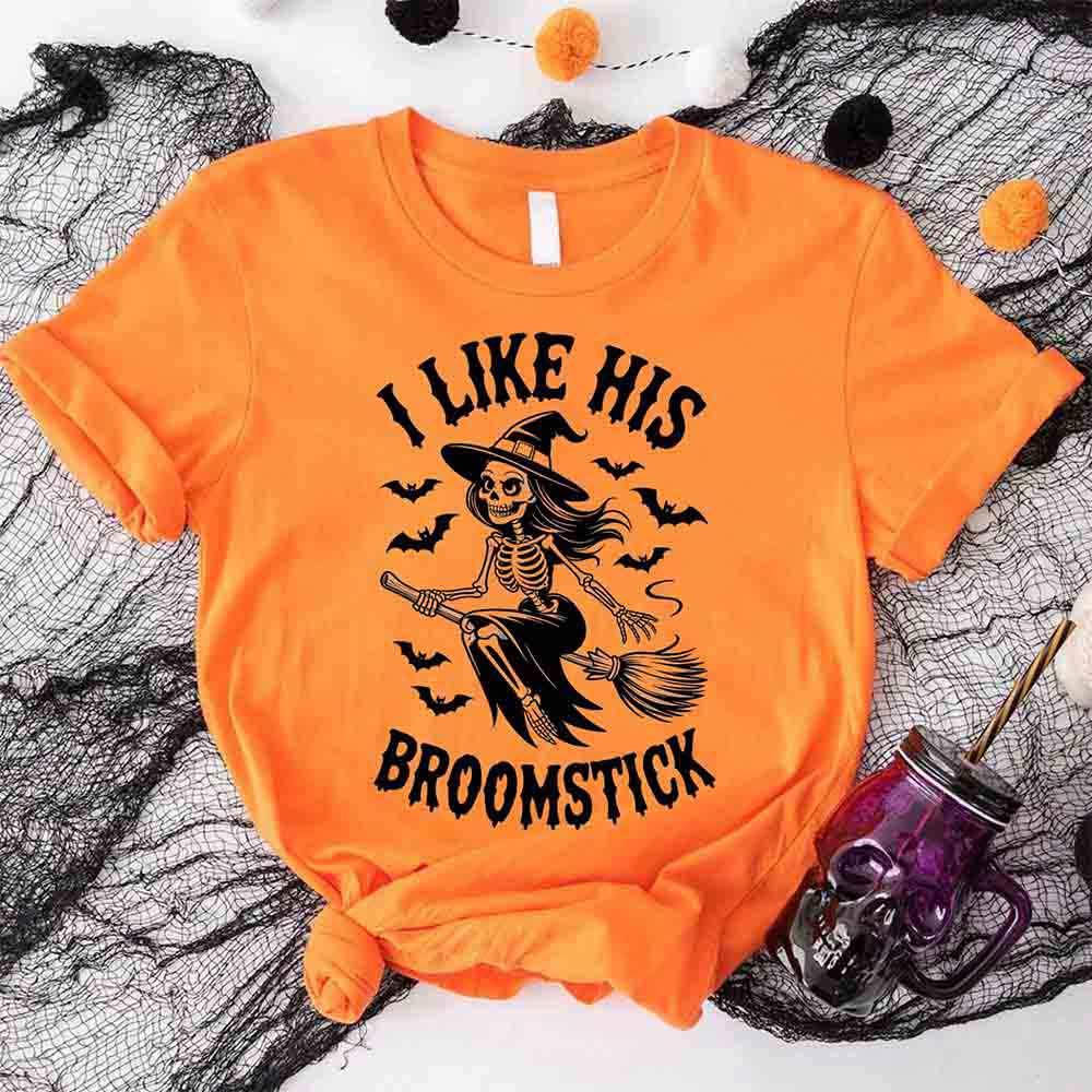 I Like Her Pumpkins & His Broomstick Shirts | Funny Matching Halloween Couple T-Shirts