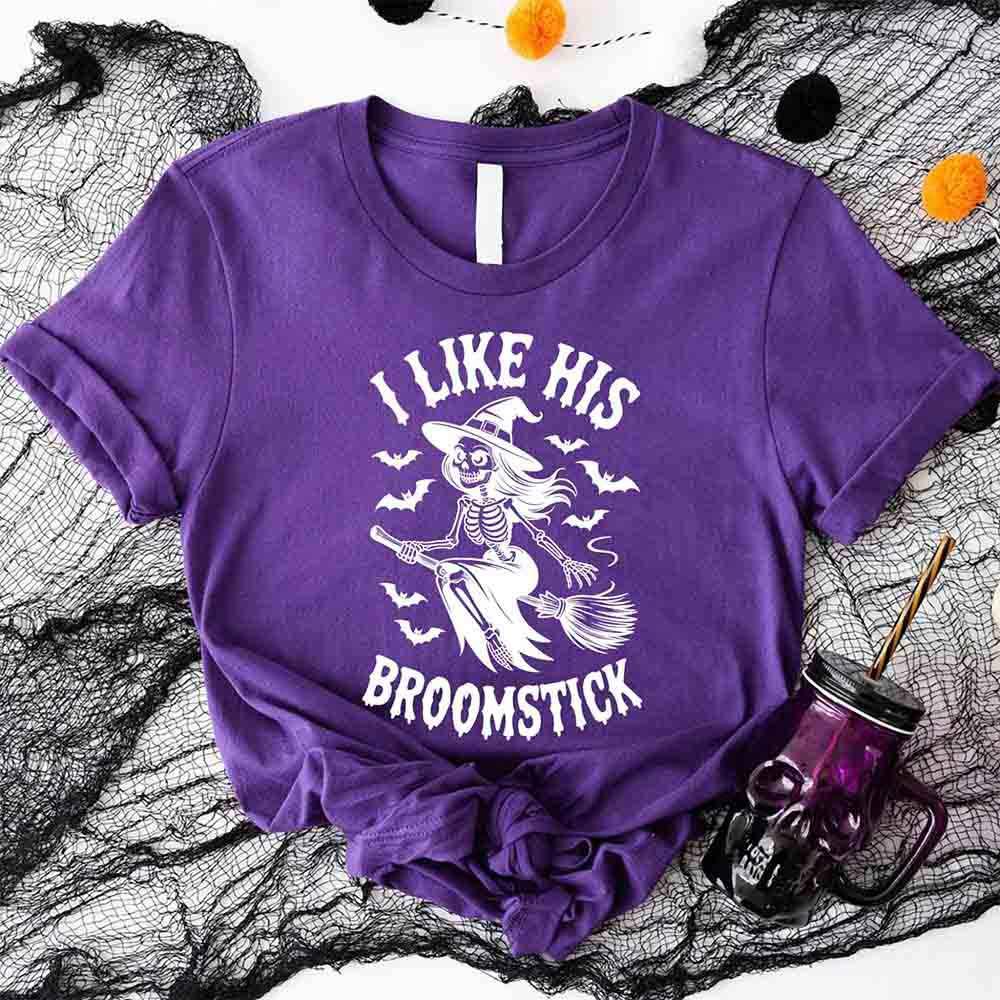 I Like Her Pumpkins & His Broomstick Shirts | Funny Matching Halloween Couple T-Shirts